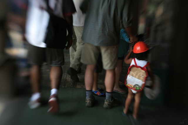 hat, backpack