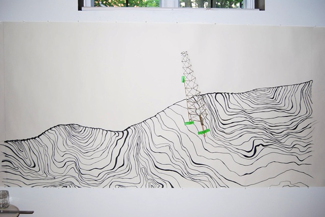In-progress drawing, in the studio
