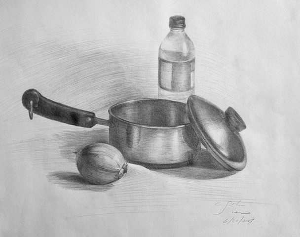 Pot, water, &onion
