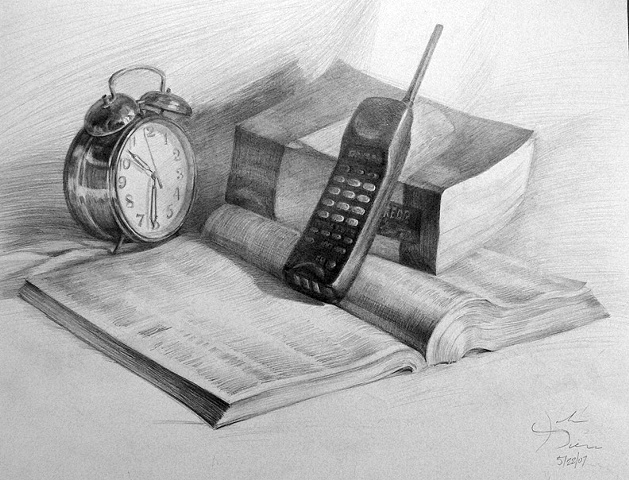 Clock, phone book, & phone