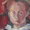 Woman with red background sketch