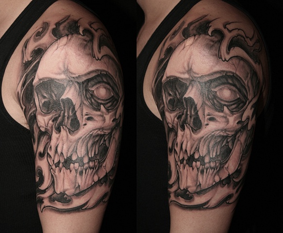 Black and grey skull sleeve