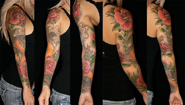 Cobra and rose tattoo