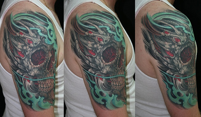 Bio Mechanical skull tattoo