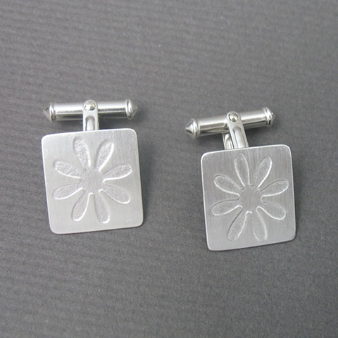 Pressed Silver Cufflinks-Womens