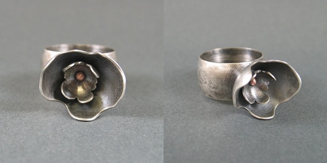 Oxidized Flower Ring
