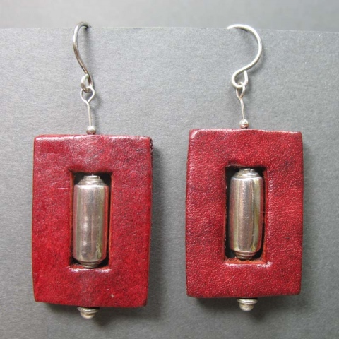 Red Leather with Silver Barrel