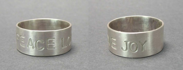 Peace Love Joy Silver Ring