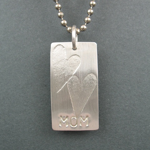 Sterling Silver Mom Hearts Tag