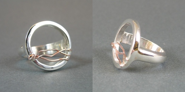 Silver and Copper Mountain Ring