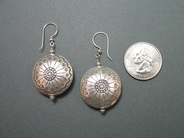 Large Round Flower Bead Earrings