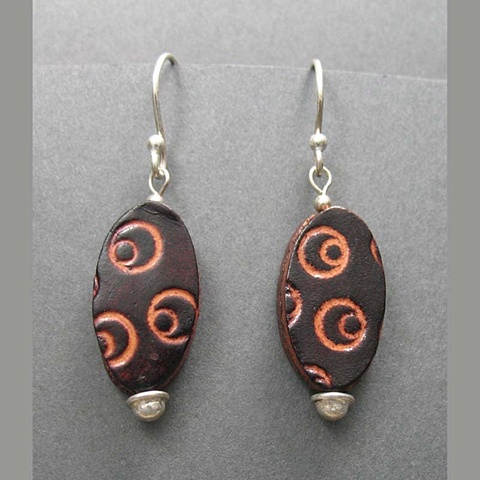 Brown Leather Oval Earrings