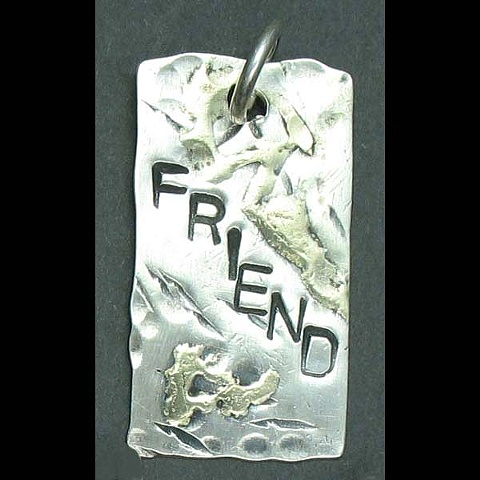 Sterling Silver Distressed Friend Tag