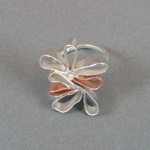 SIlver and Copper Flower Ring