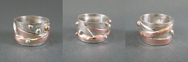 Wide Silver and Copper Ring