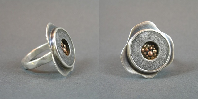 Steel Washer With Copper Beads In Silver