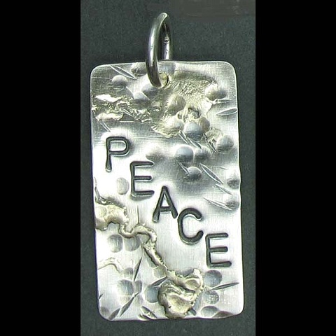 Sterling Silver Distressed Peace Tag