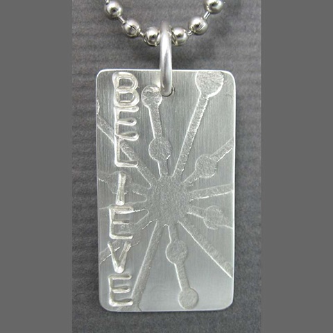 Sterling Silver Believe Tag