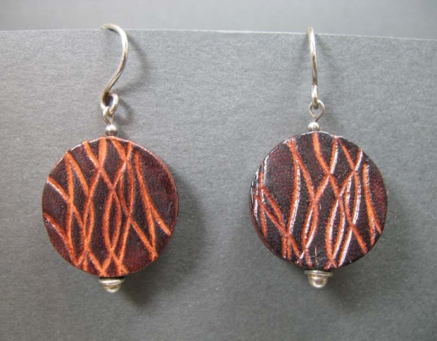 Brown Leather Circle Earrings