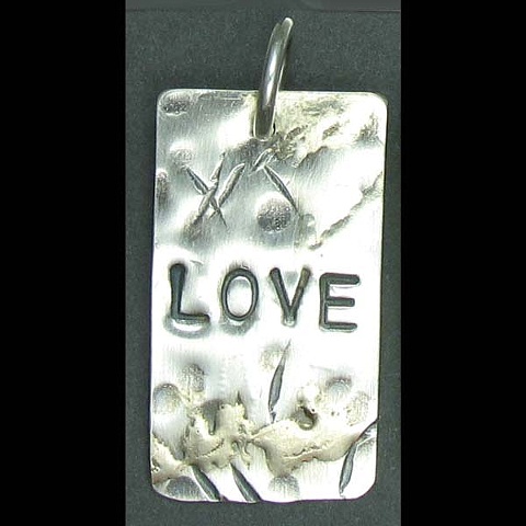 Sterling Silver Distressed Love Tag
