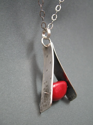 Red Coral Teepee Pendant