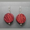 Red Leather Circle Earrings