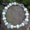 Bracelet with White Sea Glass Beads and Pearls - C291