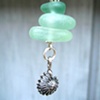 Sea Foam Sea Glass Stacked Pendant - S1