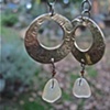 Brass & Sea Glass Earrings - C233