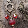 Red Glass Bead & Crystals Pendant