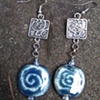 Blue Swirl Kazuri Bead Earrings