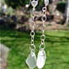 Aqua Sea Glass & Sterling Earrings - C289
