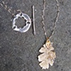 Gold Filled Leaf with small Laboradite bead chain charm