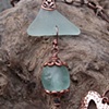 Aqua Sea Glass & Copper Pendant - C234