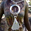 White Sea Glass & Silver Ring Pendant - C292