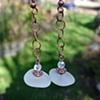 White Sea Glass Dangle Earrings - C286