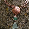 Aqua Sea Glass and Textured Copper Necklace
#C323