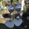 White Sea Glass & Pearls Earrings - C258