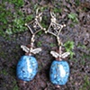 Blue Kazuri hand made bead Earrings