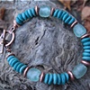 Aqua Glass & Copper Bead Bracelet