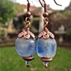 Blue & White Glass Bead & Copper Earrings