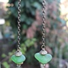 Green Sea Glass Dangle Earrings - C227