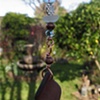 Brown Sea Glass & Copper Key Chain - C263