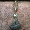 Green Bottle Top Sea Glass Pendant - C13