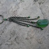 Green Sea Glass and Crystal Necklace - C84