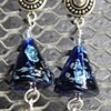 Blue Dichroic Triangular Cylinder Earrings