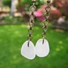 White Sea Glass Earrings with Brass Chain
#C325