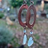 Textured Copper & Aqua Sea Glass Earrings - C232