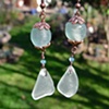 Aqua Sea Glass & Glass Bead Earrings - C284