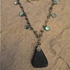 Green Sea Glass Pendant With Abalone Beads
#C313
